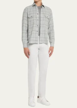 KitonMen's Wool-Blend Plaid Overshirt with Pockets