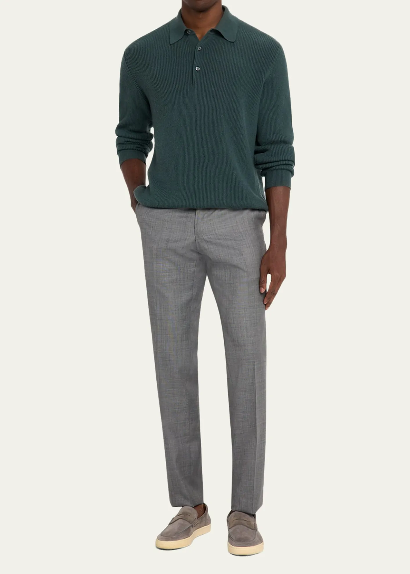 KitonMen's Wool Twill Flat-Front Trousers