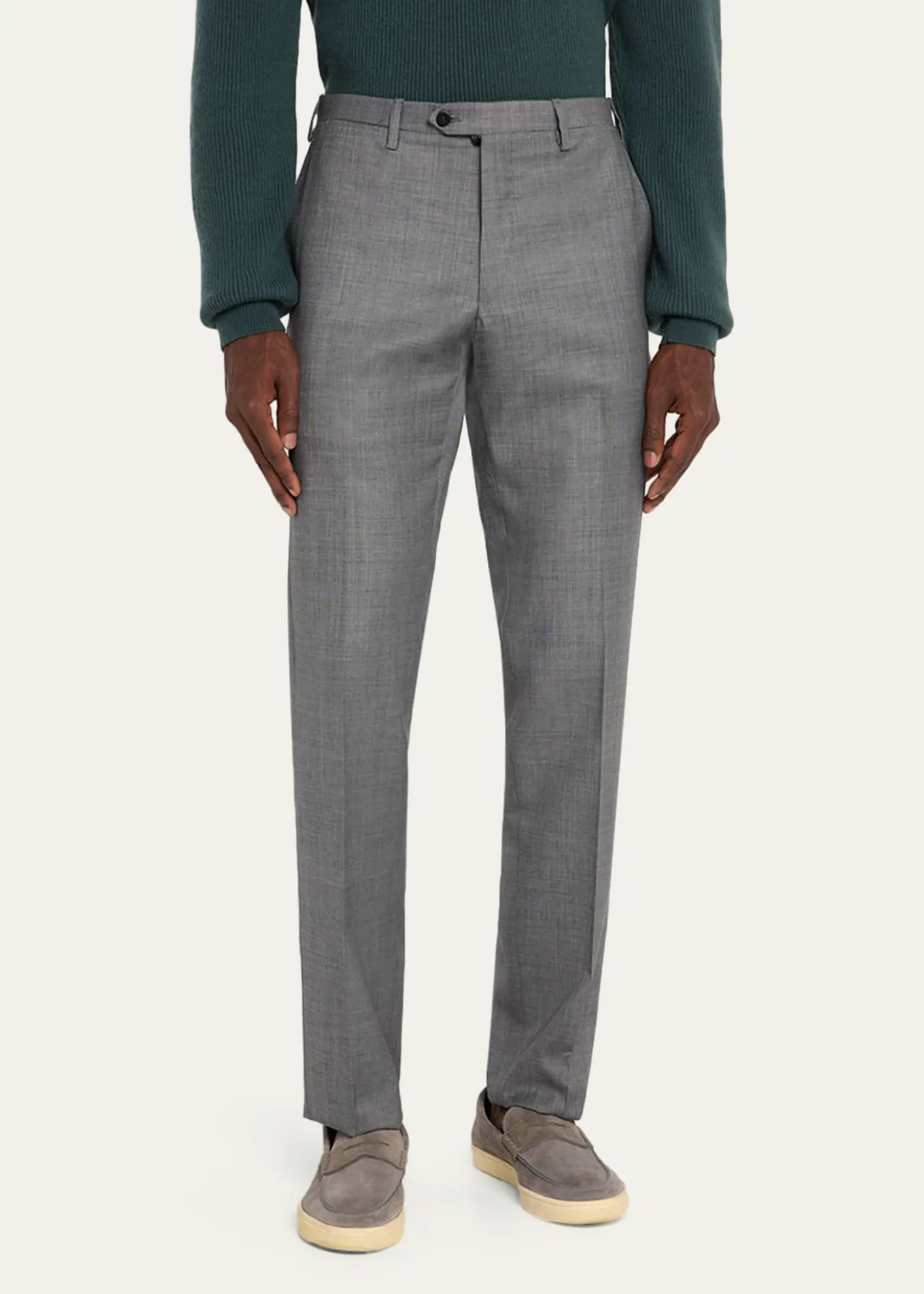 KitonMen's Wool Twill Flat-Front Trousers