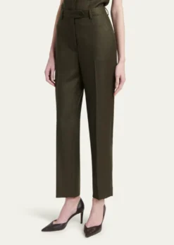 KitonShimmer Wool-Blend Straight Trousers
