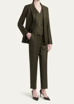 KitonShimmer Wool-Blend Straight Trousers
