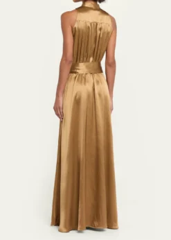 KitonSleeveless Gathered Silk Maxi Dress With Belt