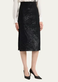 KitonStriped Sequined Midi Pencil Skirt