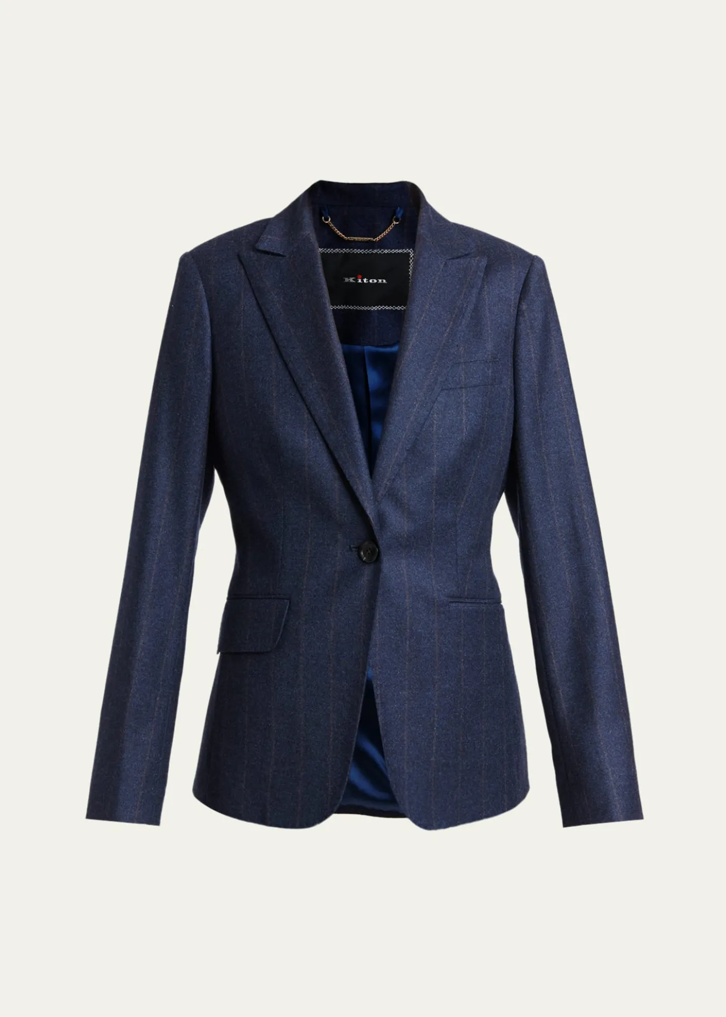 KitonWool-Cashmere Pinstripe Single-Breasted Jacket