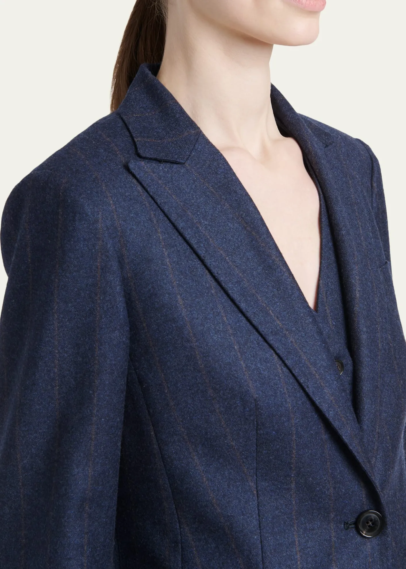 KitonWool-Cashmere Pinstripe Single-Breasted Jacket