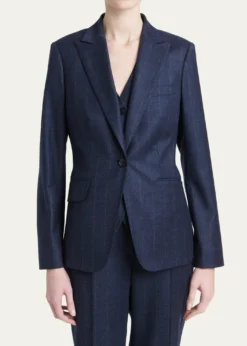 KitonWool-Cashmere Pinstripe Single-Breasted Jacket