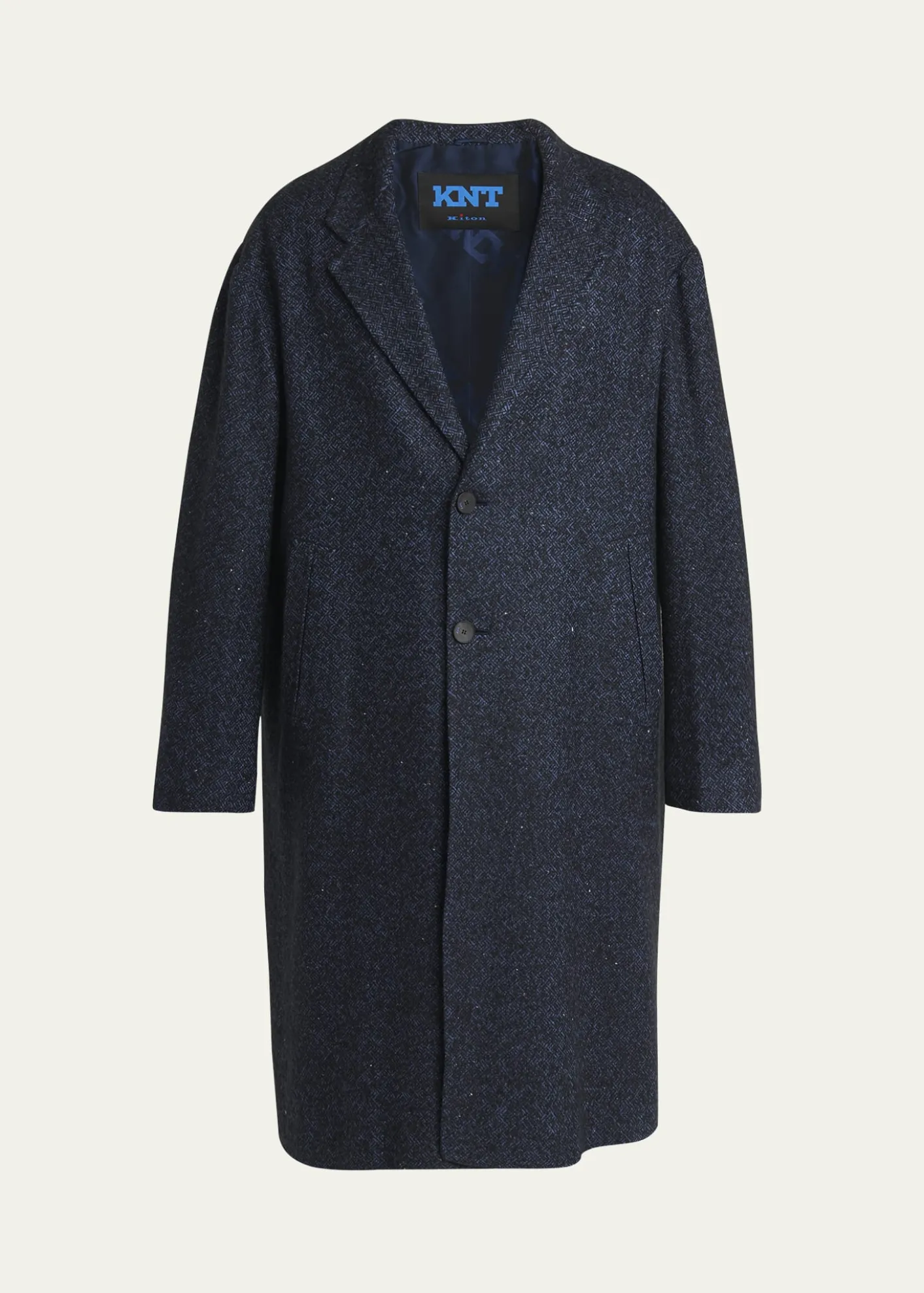 KNTMen's Cashmere Blend Dark Blue Overcoat