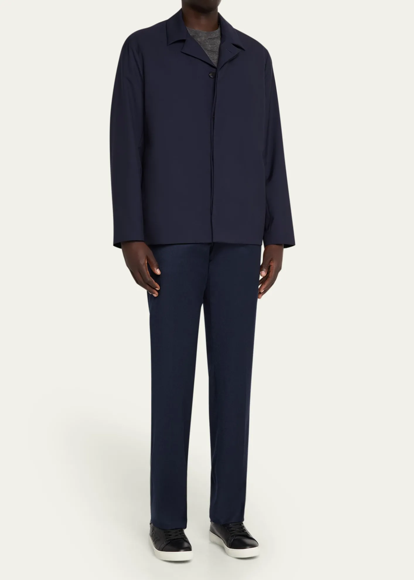 KNTMen's Wool Hidden Button-Front Bomber Jacket