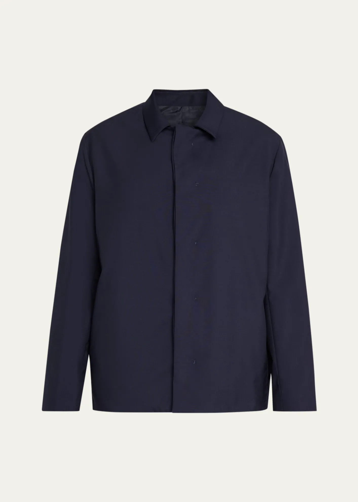 KNTMen's Wool Hidden Button-Front Bomber Jacket
