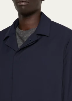 KNTMen's Wool Hidden Button-Front Bomber Jacket