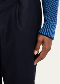 KNTMen's Wool Stretch Pleated Drawstring Trousers