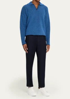 KNTMen's Wool Stretch Pleated Drawstring Trousers