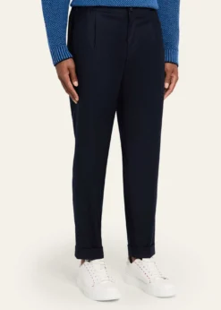 KNTMen's Wool Stretch Pleated Drawstring Trousers