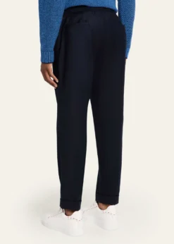 KNTMen's Wool Stretch Pleated Drawstring Trousers