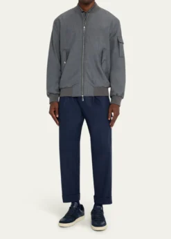 KNTMen's Zip-Front Wool Bomber Jacket