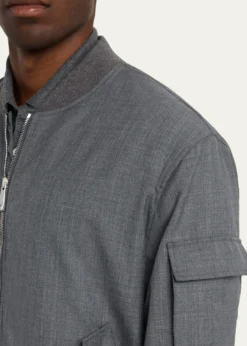 KNTMen's Zip-Front Wool Bomber Jacket