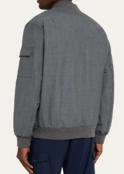 KNTMen's Zip-Front Wool Bomber Jacket