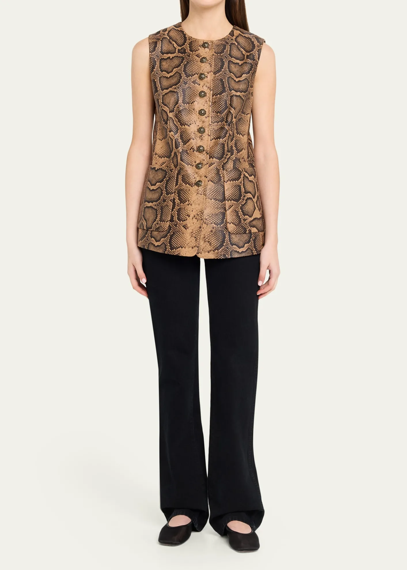 Kobi HalperinAbi Crewneck Python-Print Vest