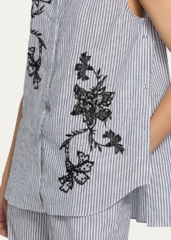 Kobi HalperinAerin Striped Floral-Embroidered Blouse