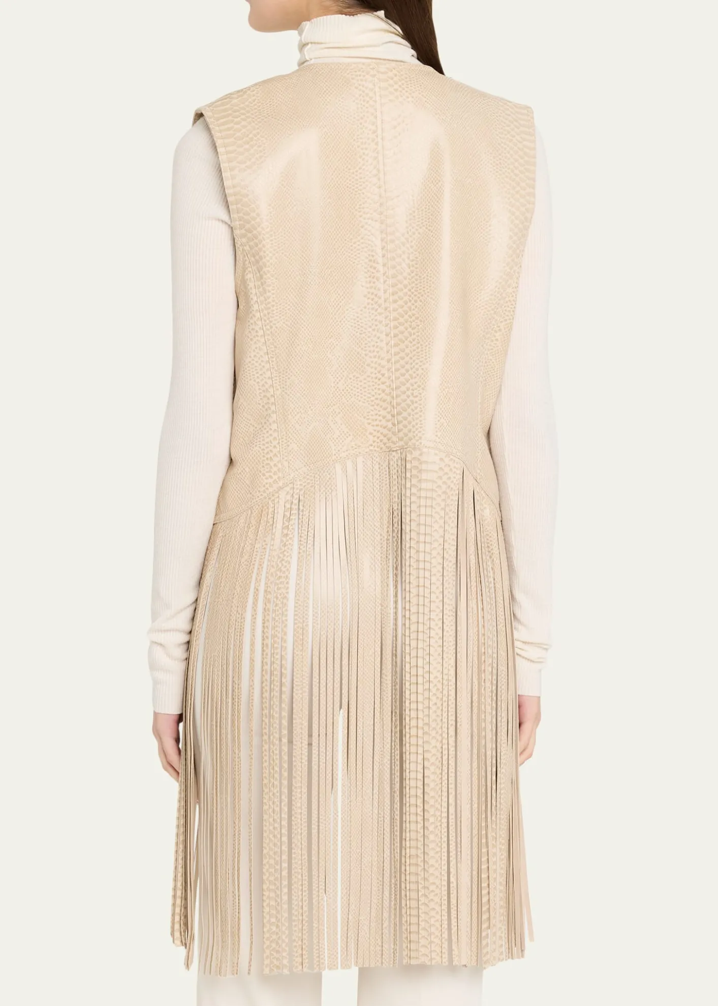 Kobi HalperinAngela Snakeskin Fringe Leather Vest