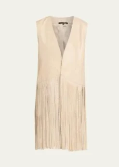 Kobi HalperinAngela Snakeskin Fringe Leather Vest