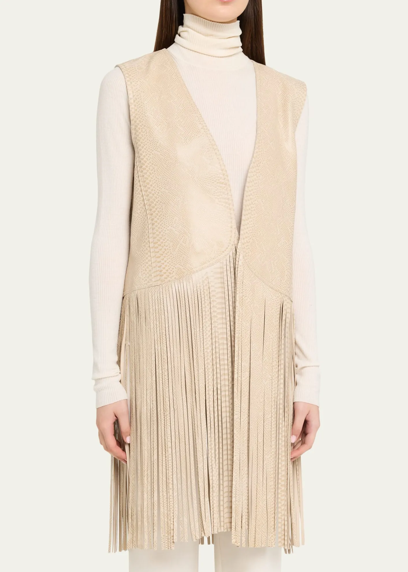 Kobi HalperinAngela Snakeskin Fringe Leather Vest