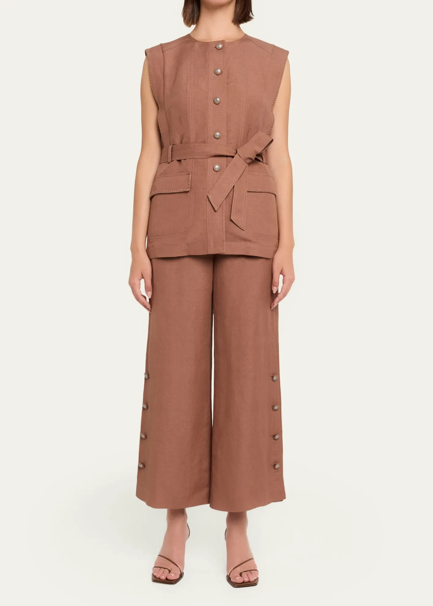 Kobi HalperinBeckett Belted Linen Vest