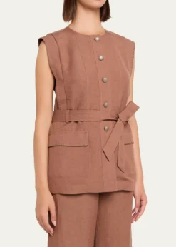 Kobi HalperinBeckett Belted Linen Vest