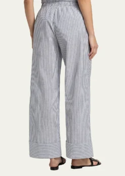 Kobi HalperinCallie Embroidered Striped Wide-Leg Pants