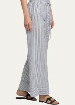Kobi HalperinCallie Embroidered Striped Wide-Leg Pants