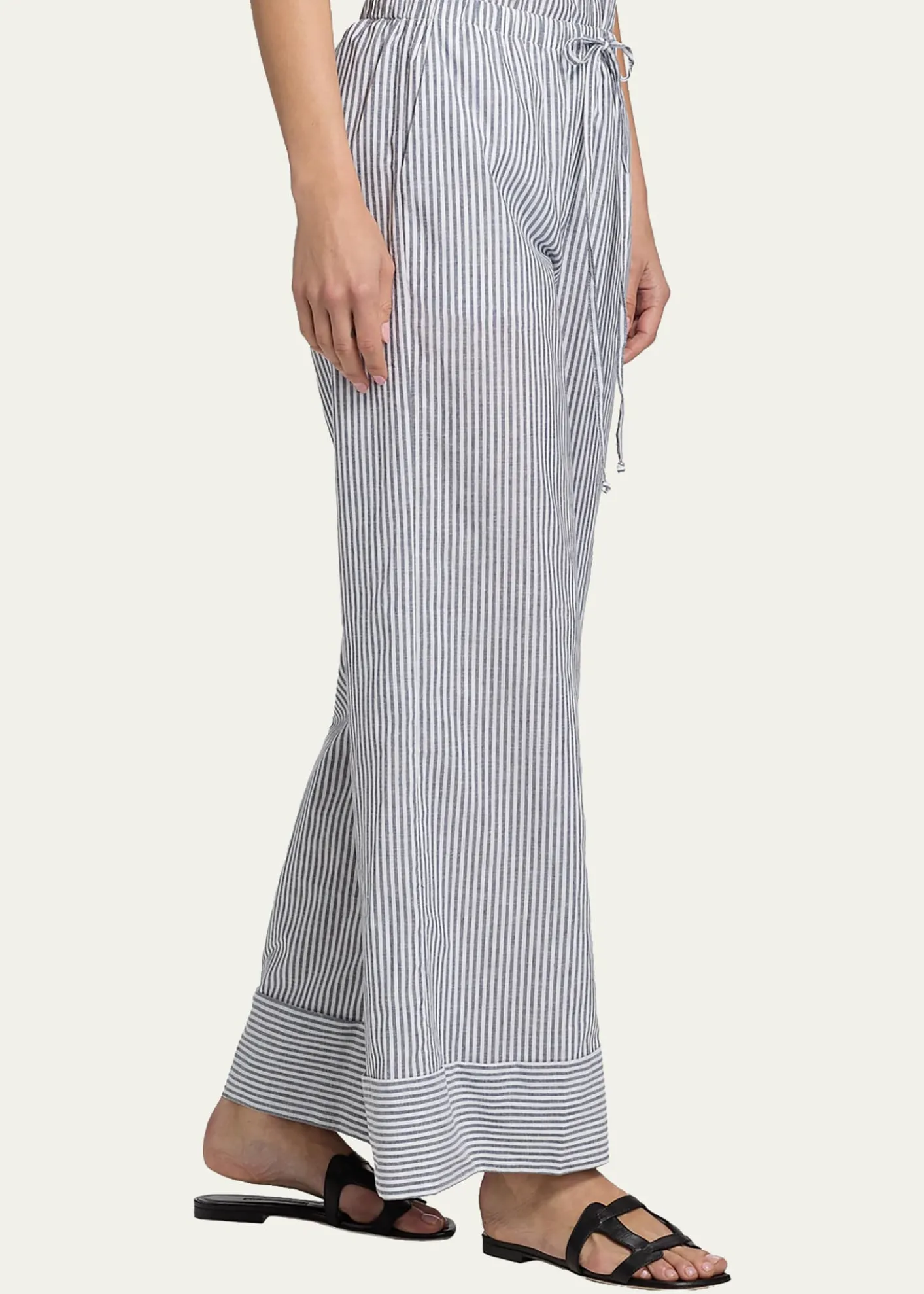 Kobi HalperinCallie Embroidered Striped Wide-Leg Pants