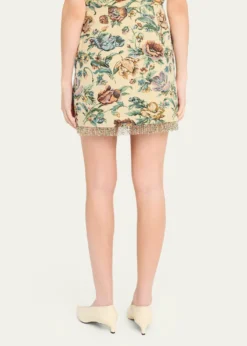 Kobi HalperinCelia Floral Fringe Cotton-Blend Miniskirt