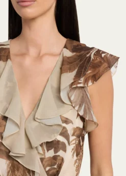 Kobi HalperinElanor Botanical-Print Ruffle Wrap Maxi Dress