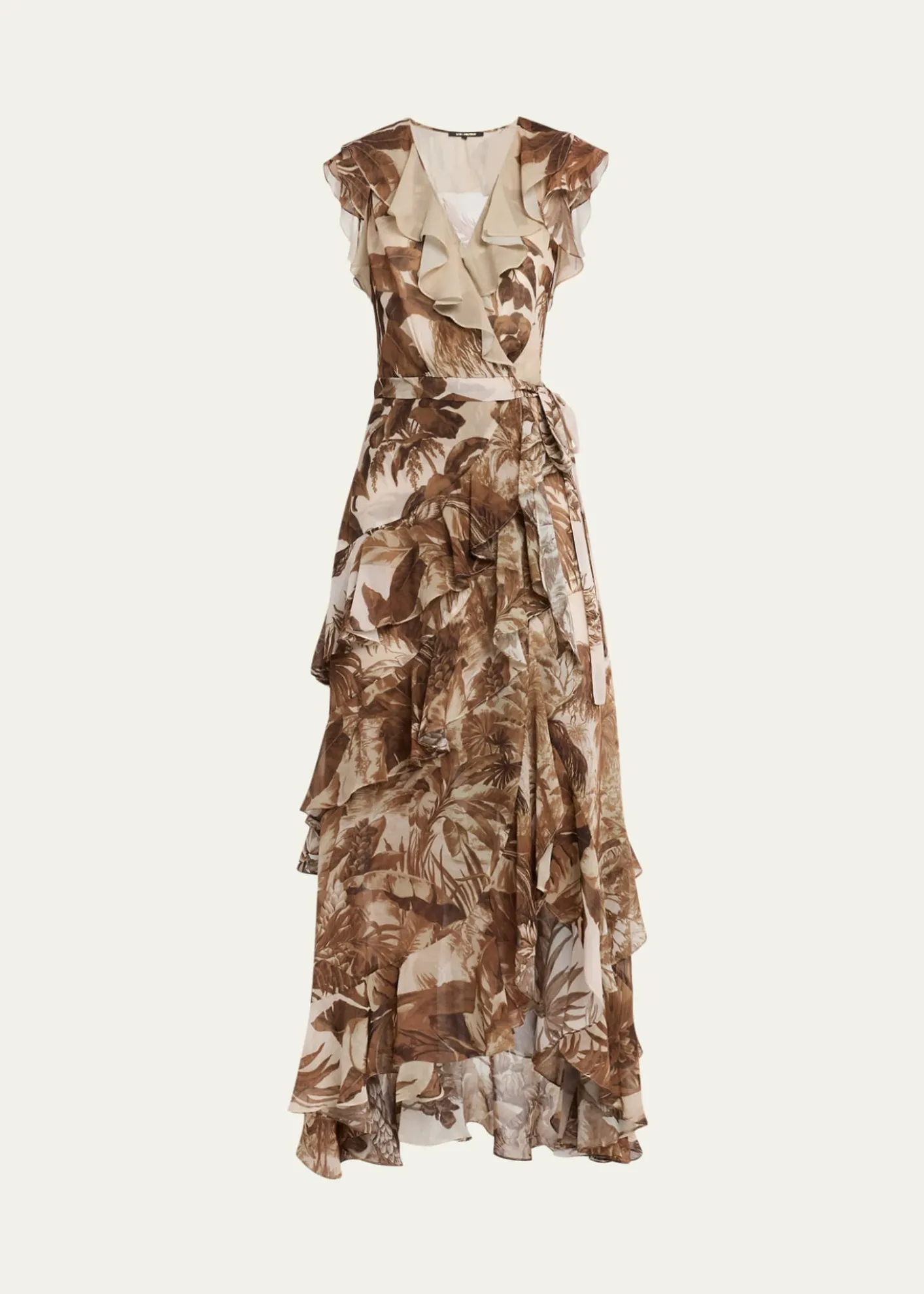 Kobi HalperinElanor Botanical-Print Ruffle Wrap Maxi Dress