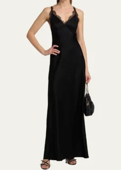 Kobi HalperinEvin Lace-Trim Satin Maxi Dress