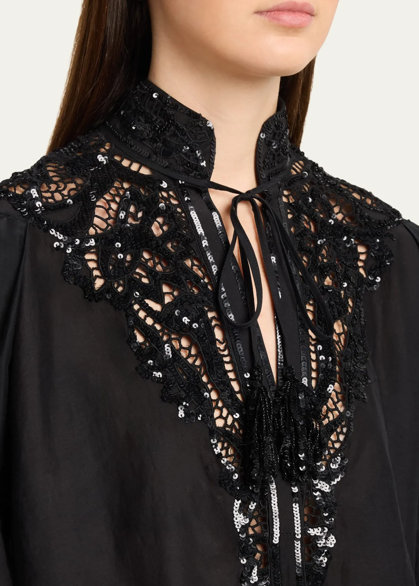 Kobi HalperinHarper Sequin Lace-Yoke Blouse