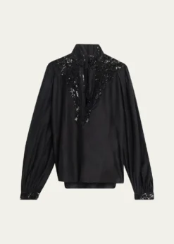 Kobi HalperinHarper Sequin Lace-Yoke Blouse