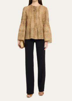 Kobi HalperinJoey Floral Flare-Sleeve Blouse