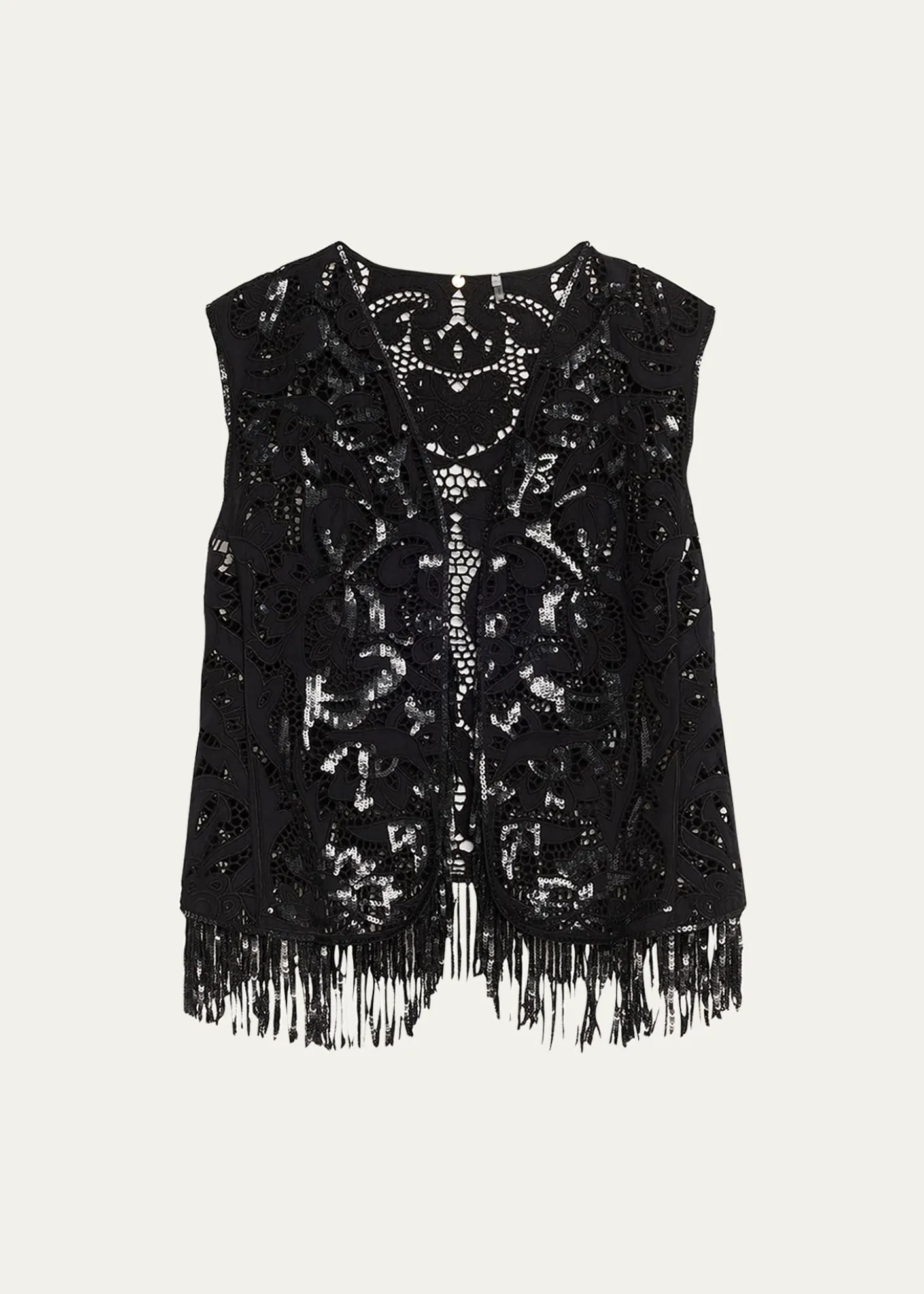 Kobi HalperinMaeve Fringed Sequin Lace Vest