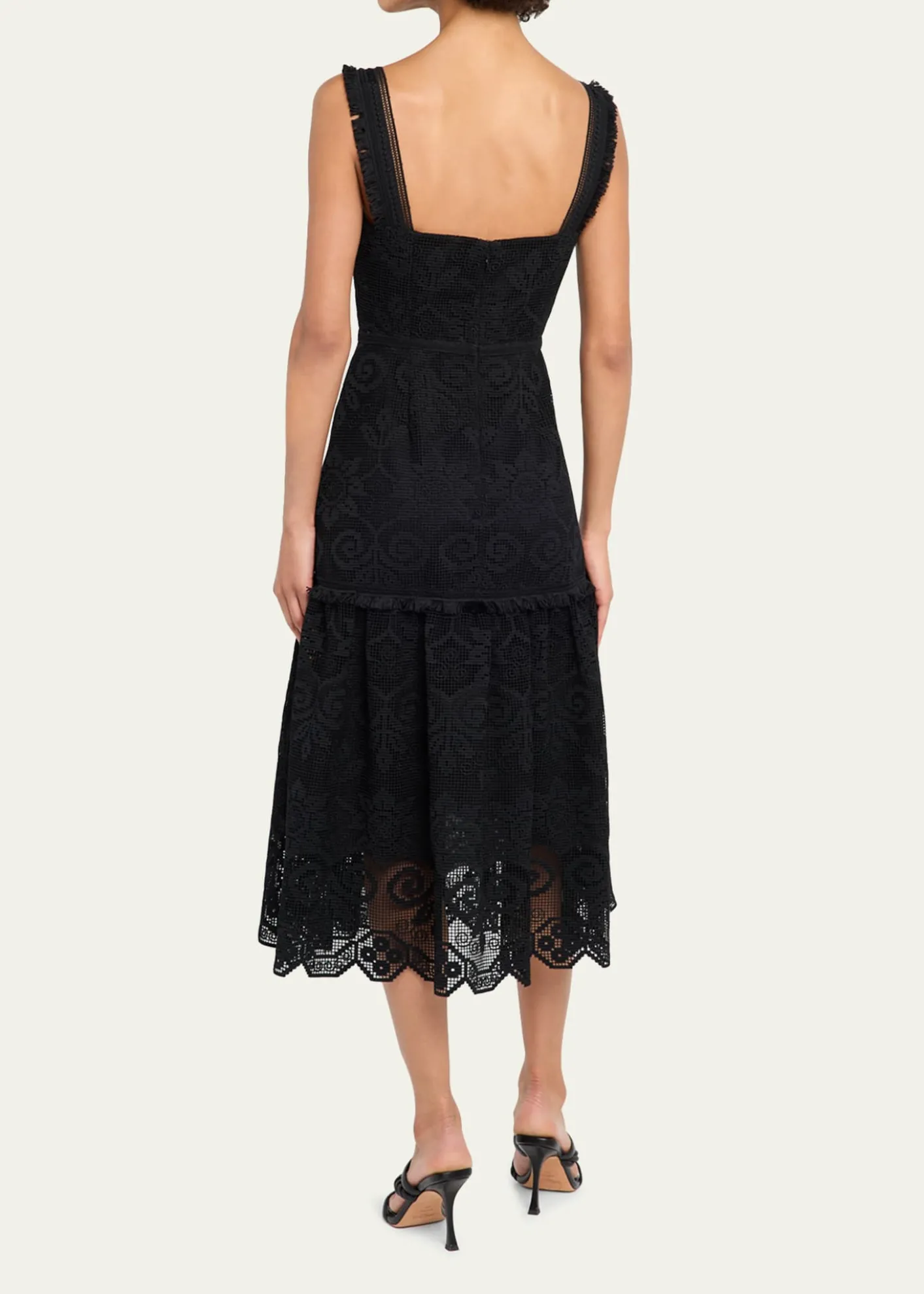 Kobi HalperinMona Square-Neck Lace Midi Dress