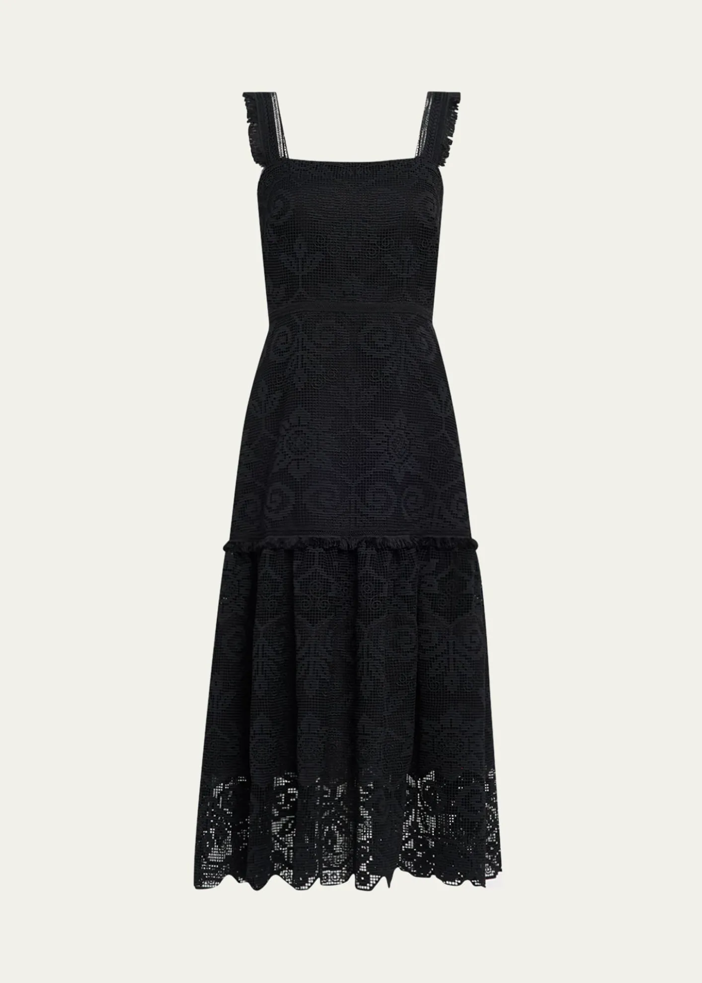 Kobi HalperinMona Square-Neck Lace Midi Dress