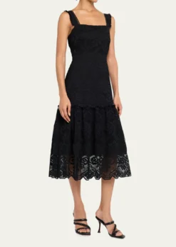 Kobi HalperinMona Square-Neck Lace Midi Dress