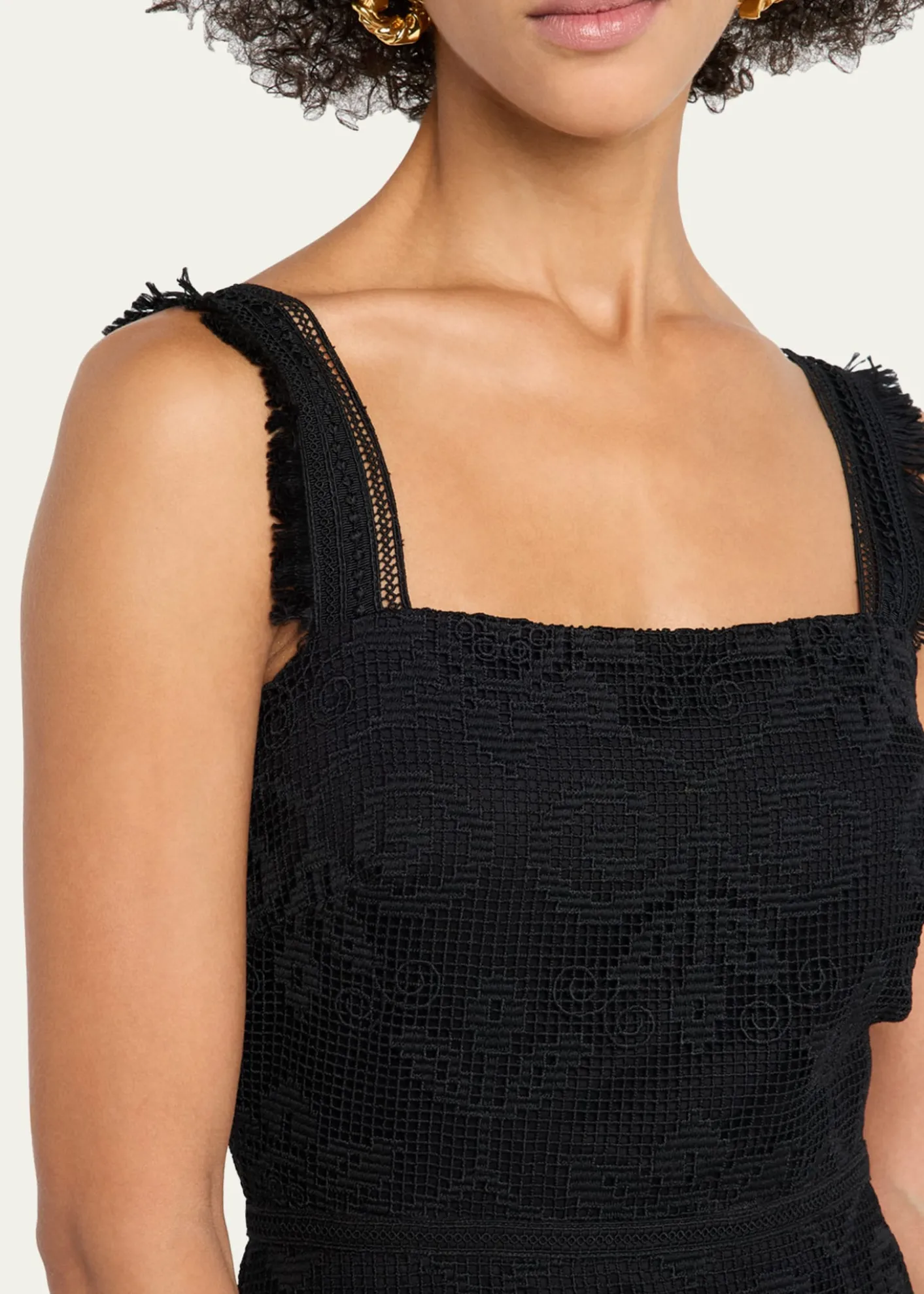 Kobi HalperinMona Square-Neck Lace Midi Dress