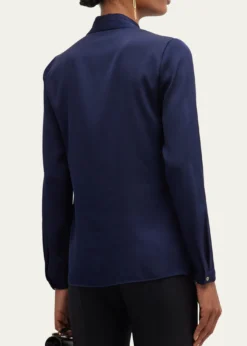 Kobi HalperinNellie Pleated V-Neck Long-Sleeve Blouse