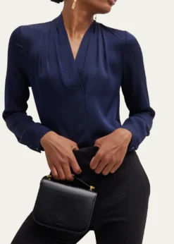 Kobi HalperinNellie Pleated V-Neck Long-Sleeve Blouse