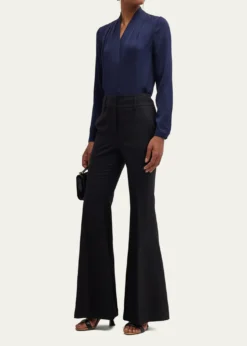 Kobi HalperinNellie Pleated V-Neck Long-Sleeve Blouse