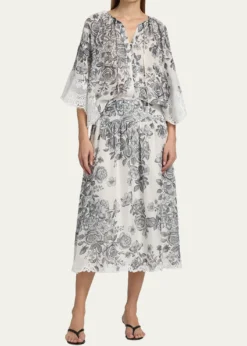 Kobi HalperinPaloma Lace-Trim Viscose-Linen Blouse