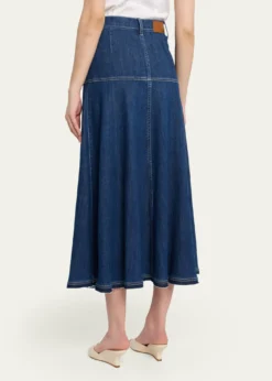 Kobi HalperinYsabelle A-Line Cotton Denim Midi Skirt