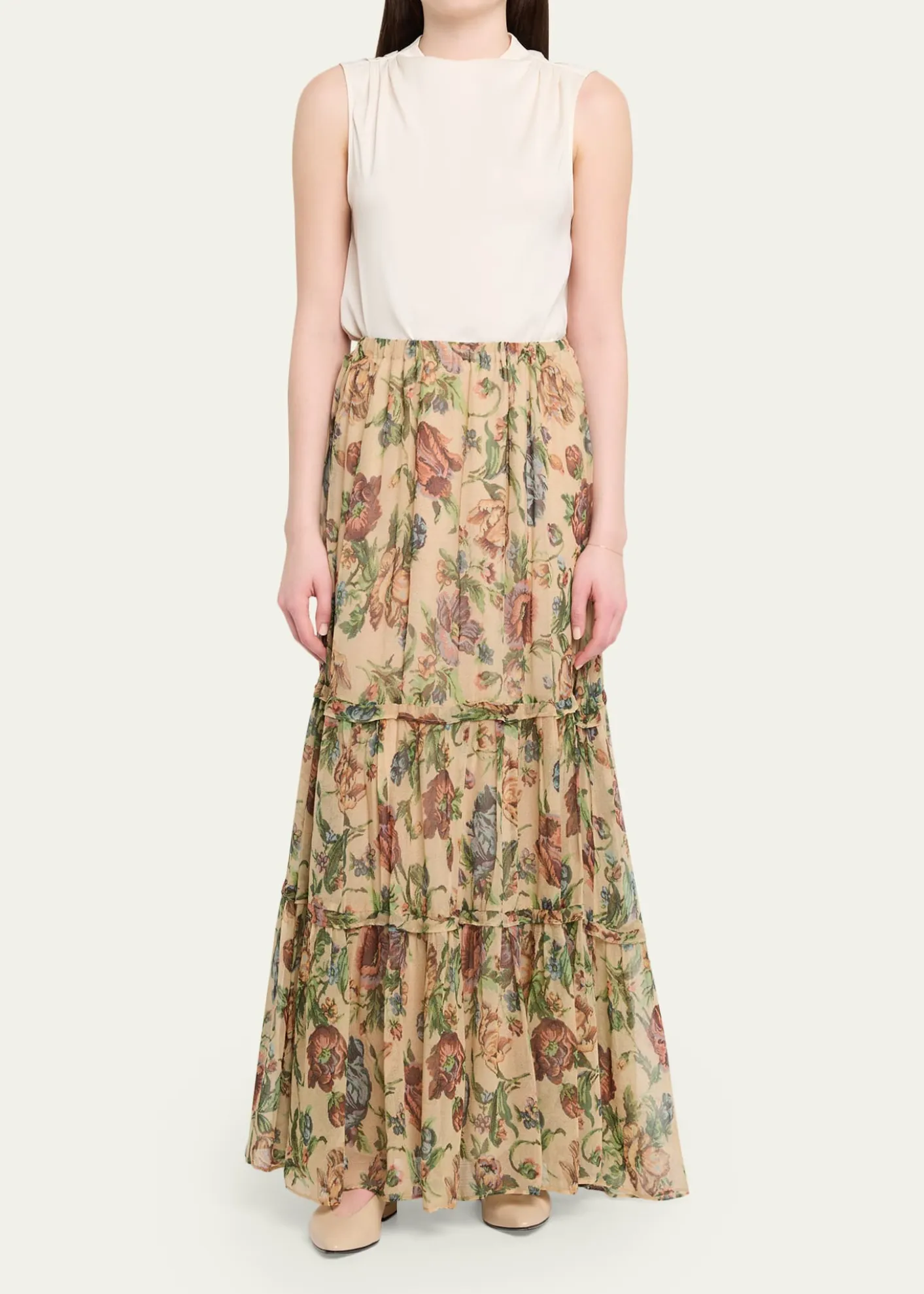 Kobi HalperinZane Tiered Floral-Print Maxi Skirt