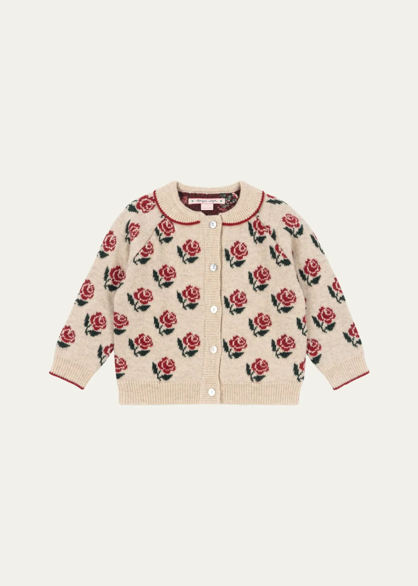Konges SlojdGirl's Belou Intarsia Knit Cardigan, Size 12M-10